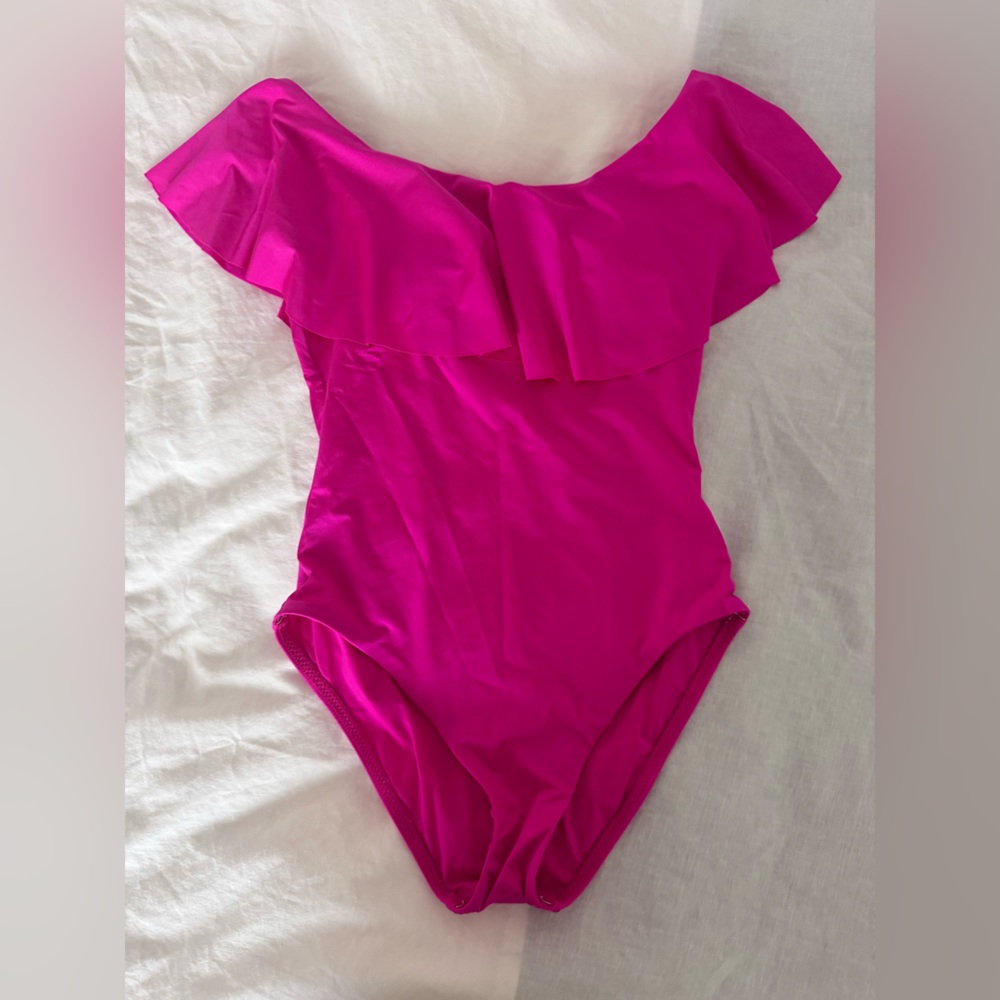 Trina Turk Pink Ruffle One Piece Swimsuit